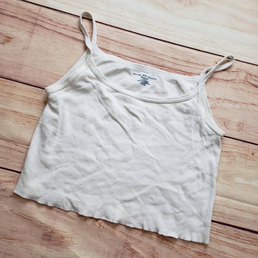 Brandy Melville Tank‎ Womens One Size White Cotton Camisole Lightweight Jersey